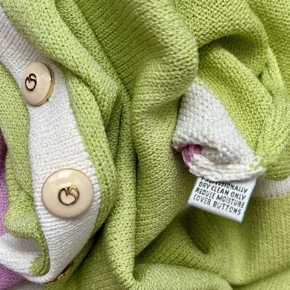 St John Pastel Color Block Santana Knit Color Block Cardigan Sweater Jacket M - Picture 10 of 10